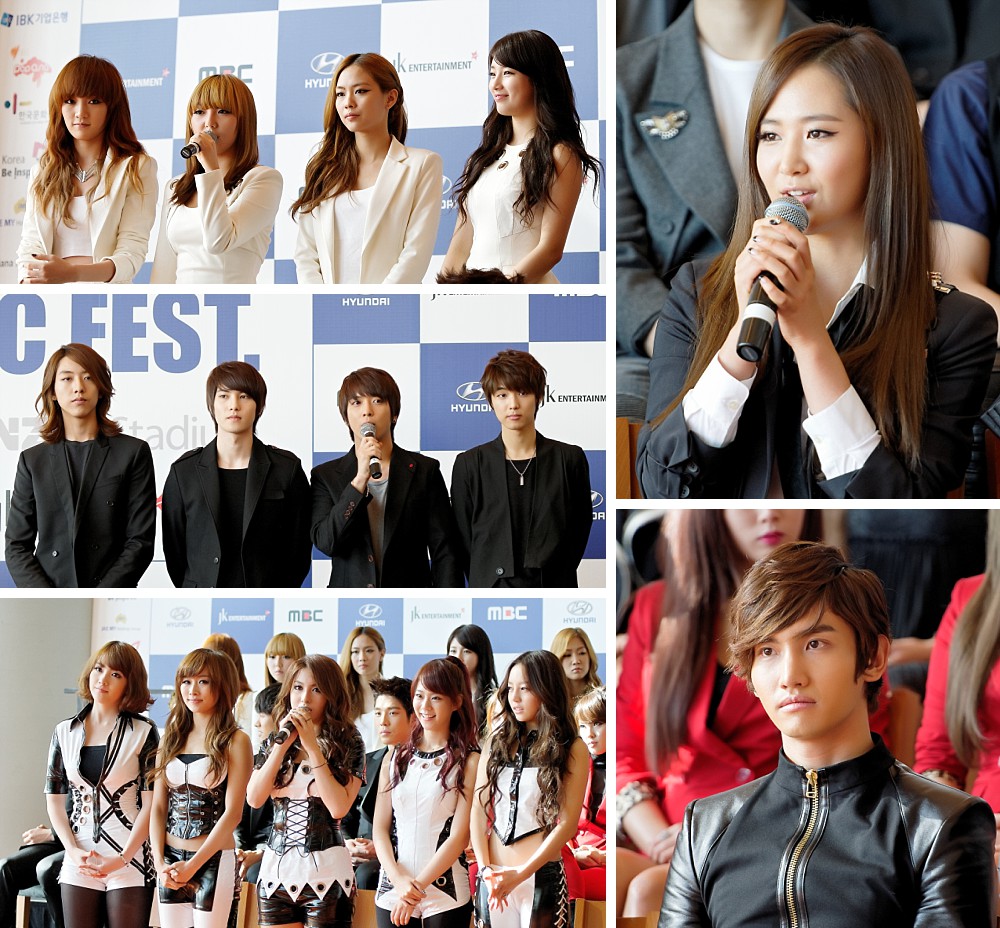 2AM, 4minute, BEAST, CN Blue, Kara, MBLAQ, miss A, Secret, SHINee, SISTAR, SNSD, TVXQ at the K-pop Music Fest media conference in Sydney 2011