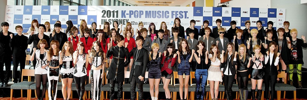 2AM, 4minute, BEAST, CN Blue, Kara, MBLAQ, miss A, Secret, SHINee, SISTAR, SNSD, TVXQ at the K-pop Music Fest media conference in Sydney 2011
